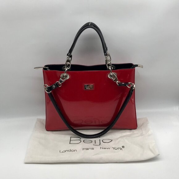 Beijo Red Patent Leather Briefcase Shoulder Bag - Picture 10 of 11